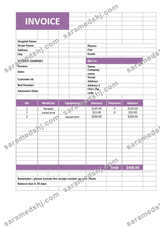 Medical Service Invoice Template
